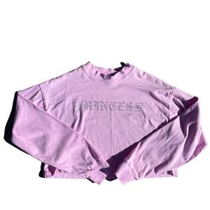Pink “princess”  long sleeve crop top turtle neck shirt
